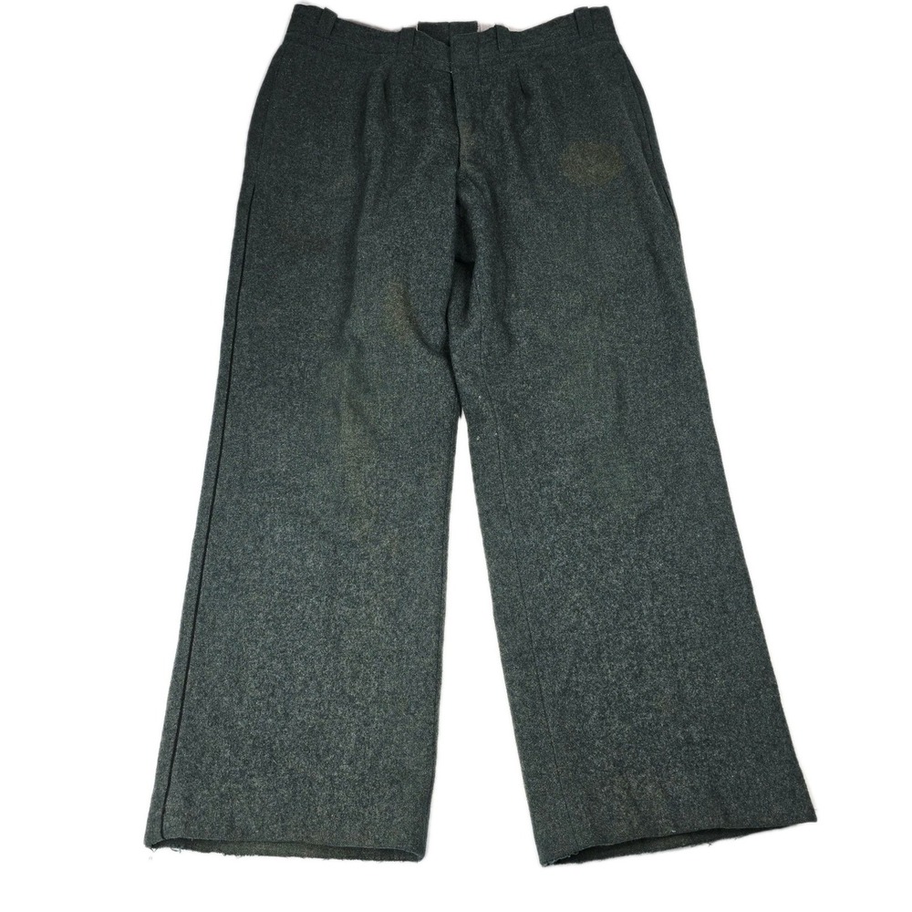 Vintage Mens Dark Gray Wool Blend Trousers Pants Size 70 42‎ Workwear Casual